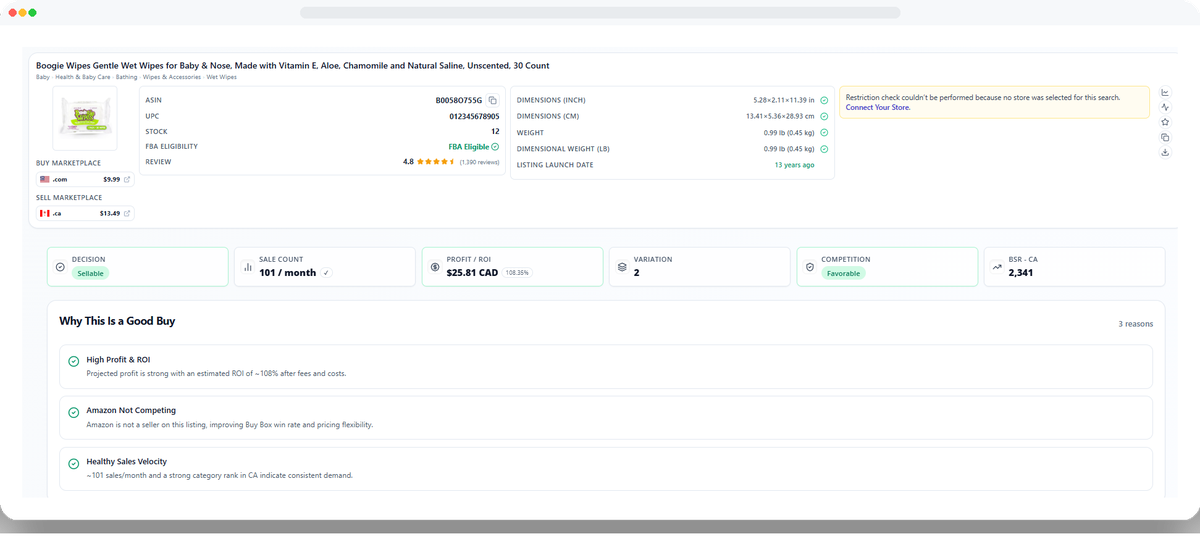 Step 2: Product analysis dashboard